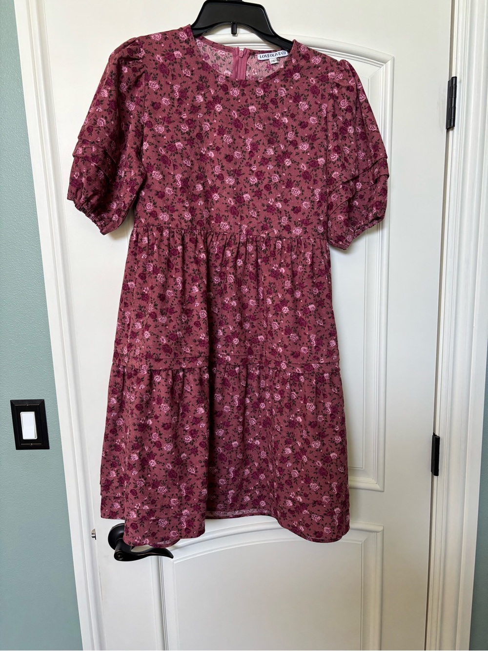 Love Olive Co Floral Tiered Dress - Rose Pink